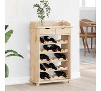 vidaXL Armadietto portabottiglie in legno di pino massiccio, finitura naturale, rettangolare, con 2 cassetti, per soggiorno/cucina, 28 x 58 x 90 cm