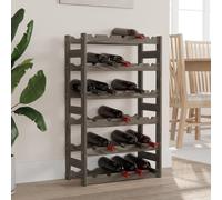 vidaXL Portabottiglie per 30 Bottiglie Grigio Legno Massello di Pino