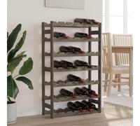 vidaXL Portabottiglie per 42 Bottiglie Grigio Legno Massello di Pino