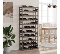 vidaXL Portabottiglie per 77 Bottiglie Grigio Legno Massello di Pino