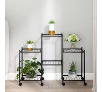 vidaXL Portafiori con Ruote 83x25x63,5 cm Ferro Nero