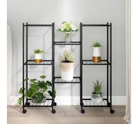 vidaXL Portafiori con Ruote 83x25x83,5 cm Ferro Nero