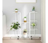 vidaXL Portafiori con Ruote 94,5x24,5x91,5 cm Ferro Bianco