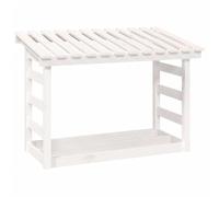vidaXL Portalegna Bianco 108x64,5x78 cm in Legno Massello di Pino