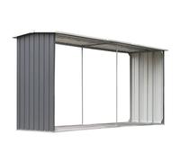 vidaXL Portalegna da ardere, porta legna con tetto, supporto per legna da ardere, per esterni, cortile, giardino, patio, portico, acciaio zincato grigio, 329,9 cm