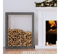 vidaXL Portalegna Grigio 80x25x100 cm in Legno Massello di Pino