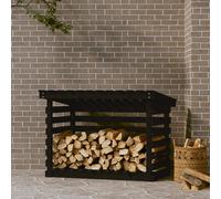 vidaXL Portalegna Nero 108x73x79 cm in Legno Massello di Pino