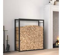 vidaXL Portalegna Nero Opaco 80x28x86 cm in Acciaio