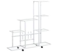 vidaXL Portapiante con Ruote 94,5x25x92,5 cm Bianco in Metallo