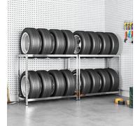 vidaXL Portapneumatici a 2 Livelli 2pz Argento 110x40x110cm in Acciaio
