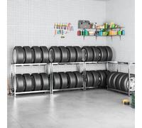 vidaXL Portapneumatici a 2 Livelli 4pz Argento 110x40x110cm in Acciaio