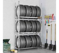 vidaXL Portapneumatici a 3 Livelli Argento 110x40x200 cm in Acciaio