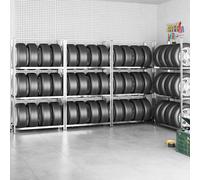 vidaXL Portapneumatici a 3 Strati 4 pz Argento 110x40x200cm in Acciaio
