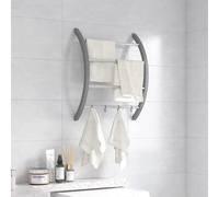 vidaXL Portasciugamani con Ganci Argento 56x16x72 cm Alluminio