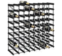 Portavini da 72 bottiglie nero in legno massello di pino