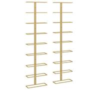 vidaXL Portavini da Parete per 9 Bottiglie 2 pz Dorato in Ferro