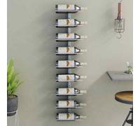 vidaXL Portavini da Parete per 9 Bottiglie Bianco in Ferro