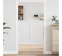 vidaXL Porte a Battente 2-Paio Design a Lamelle Bianco 100x100 cm