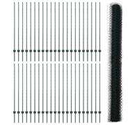 vidaXL Set di recinzione da giardino esagonale verde | Recinzione resistente ai raggi UV con rivestimento in PVC, include 1 rotolo e 5 pali design durevole e moderno per limiti esterni barriera