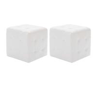 vidaXL 2X Pouf a Cubo Imbottiti Morbidi Eleganti Robusti Arredo Casa Poggiapiedi Sgabello Ottomana Bianco in Similpelle Telaio in Legno