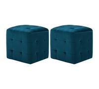 vidaXL Pouf 2 pz Blu 30x30x30 cm in Velluto
