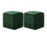 vidaXL 2X Pouf a Cubo Imbottiti Morbidi Eleganti Robusti Arredo Casa Poggiapiedi Sgabello Ottomana Verde in Velluto Telaio in Legno