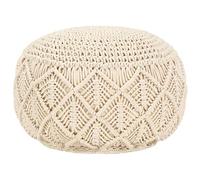 vidaXL Pouf Lavorato a Mano macramè Rustico Country Decorativo Riempimento Gommapiuma Confortevole Ottomana Poggiapiedi Seggiola 45x30 cm Cotone