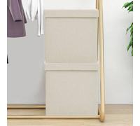 vidaXL Pouf con Contenitore Pieghevoli 2 pz Bianco Crema in Simil Lino