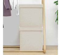 vidaXL Pouf con Contenitore Pieghevoli 2 pz Bianco Crema in Simil Lino
