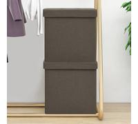 vidaXL Pouf con Contenitore Pieghevoli 2 pz Marroni in Simil Lino