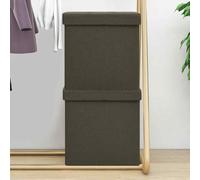 vidaXL Pouf con Contenitore Pieghevoli 2pz Marrone Scuro in Simil Lino