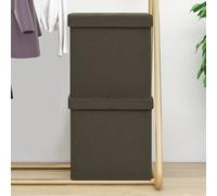 vidaXL Pouf con Contenitore Pieghevoli 2pz Marrone Scuro in Simil Lino