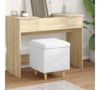vidaXL Pouf con Storage Bianco 40 x 40 x 45 cm Pelle sintetica
