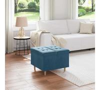 vidaXL Pouf contenitore con cuscino Blu 60 x 60 x 45 cm Velluto