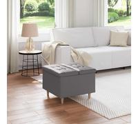 vidaXL Pouf contenitore Grigio 60 x 60 x 45 cm Pelle sintetica