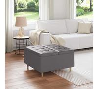 vidaXL Pouf contenitore Grigio 80 x 80 x 45 cm Pelle sintetica