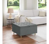 vidaXL Pouf contenitore Grigio scuro 80 x 80 x 45 cm Tessuto