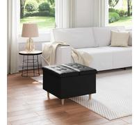 vidaXL Pouf contenitore Nero 60 x 60 x 45 cm Pelle sintetica