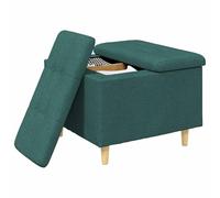 vidaXL Pouf Contenitore Verde Scuro 60 x 60 x 45 cm Tessuto, Pouf Moderno e Resistente, Seduta Multifunzionale, Soluzione per riporre, Decor Minimalista, Vita organizzata