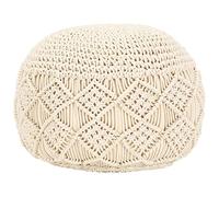 vidaXL Pouf Lavorato a Mano macramè Rustico Country Decorativo Riempimento Gommapiuma Confortevole Ottomana Poggiapiedi Seggiola 45x30 cm in Cotone