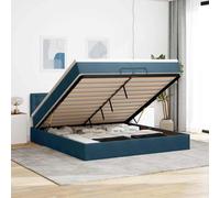 vidaXL Pouf Letto con Materassi e LED Blu Scuro 200x200cm Velluto