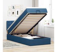 vidaXL Pouf Letto con Materasso Blu 100x200 cm in Tessuto, Letto, Pouf Letto, Letto Contenitore sotto Il Letto, Letto con Contenitore, Letto Imbottito