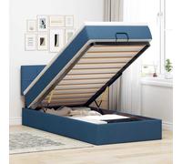 vidaXL Pouf Letto con Materasso Blu 100x200 cm in Tessuto, Letto, Pouf Letto, Letto Contenitore sotto Il Letto, Letto con Contenitore, Letto Imbottito