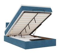 vidaXL Pouf Letto con Materasso e LED Blu Scuro 120x190cm in Velluto, giroletto con Contenitore, Pouf Letto, giroletto Imbottito, sottoletto