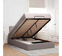 vidaXL Pouf Letto con Materasso e LED Tortora 120x190cm in Tessuto