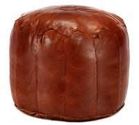 vidaXL Pouf Moderno Stile Lussuoso Decorativo Confortevole Imbottito Cotone Morbido Puff Ottomana Poggiapiedi Sedia Tanno 40x35 cm Vera Pelle di Capra