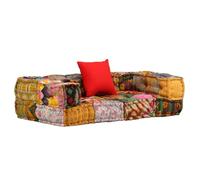vidaXL Pouf Modulare a 2 Posti con Braccioli in Tessuto Patchwork Letto Sofa