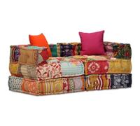 vidaXL Pouf Modulare a 2 Posti in Tessuto Patchwork