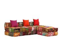 vidaXL Pouf Modulare a 3 Posti in Tessuto Patchwork
