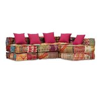 vidaXL Pouf Modulare a 4 Posti in Tessuto Patchwork